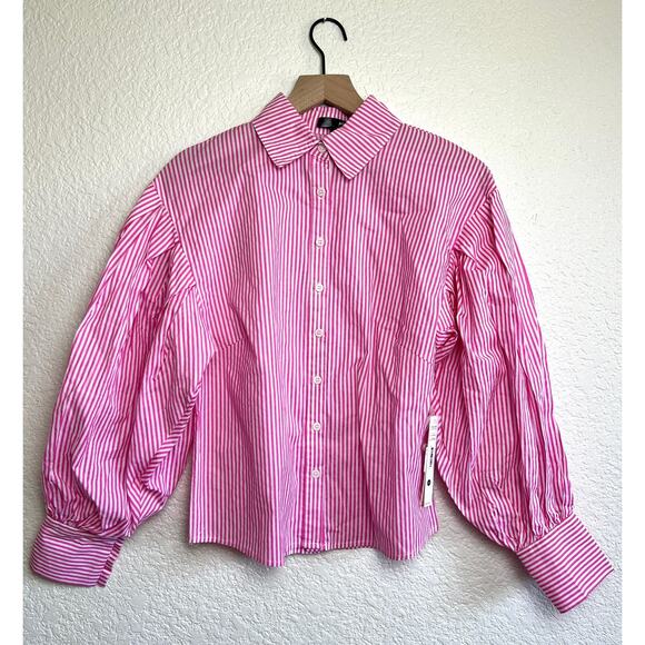 Aqua Pink/White Stripe Button Down - Size XS - NWT - Picture 3 of 6
